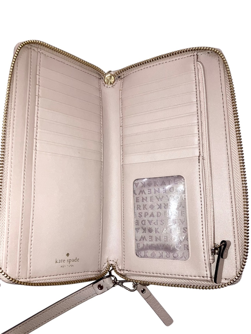 Kate Spade Continental Large Zip Around Wallet Wristlet Warm Beige Leather NWOT - Picture 3 of 7